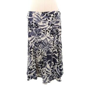 Linea Domani Linen Blend Floral Midi Skirt Cottagecore Coastal Size‎ 8